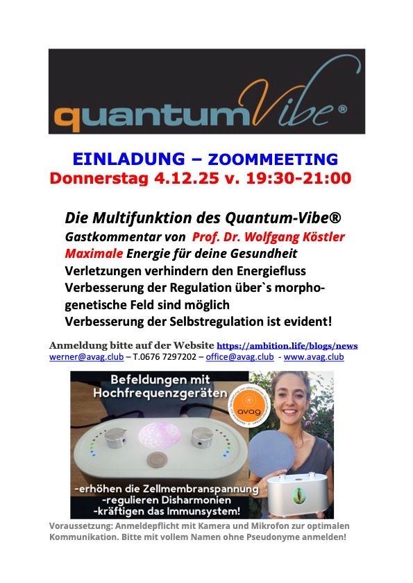 AVAG quantumVibe® ZOOM - mit Prof. Dr. W. Köstler (Onkologe)