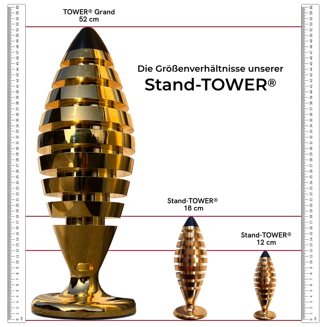 The Tower® aus Aluminium mit 24 Karat gold gibt es in 3 Grössen (12 cm, 18 cm, 52 cm), ist mit verschiedenen Halbedelsteinen gefüllt und sorgt für ein gesundes Raumklima. Nur bei ch.ambition.life online kaufen.