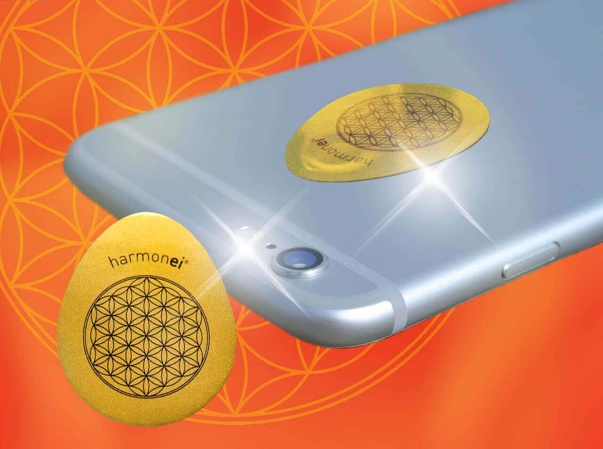 Weniger Elektrostress mit dem Aufkleber Handy-Schutz harmonei®