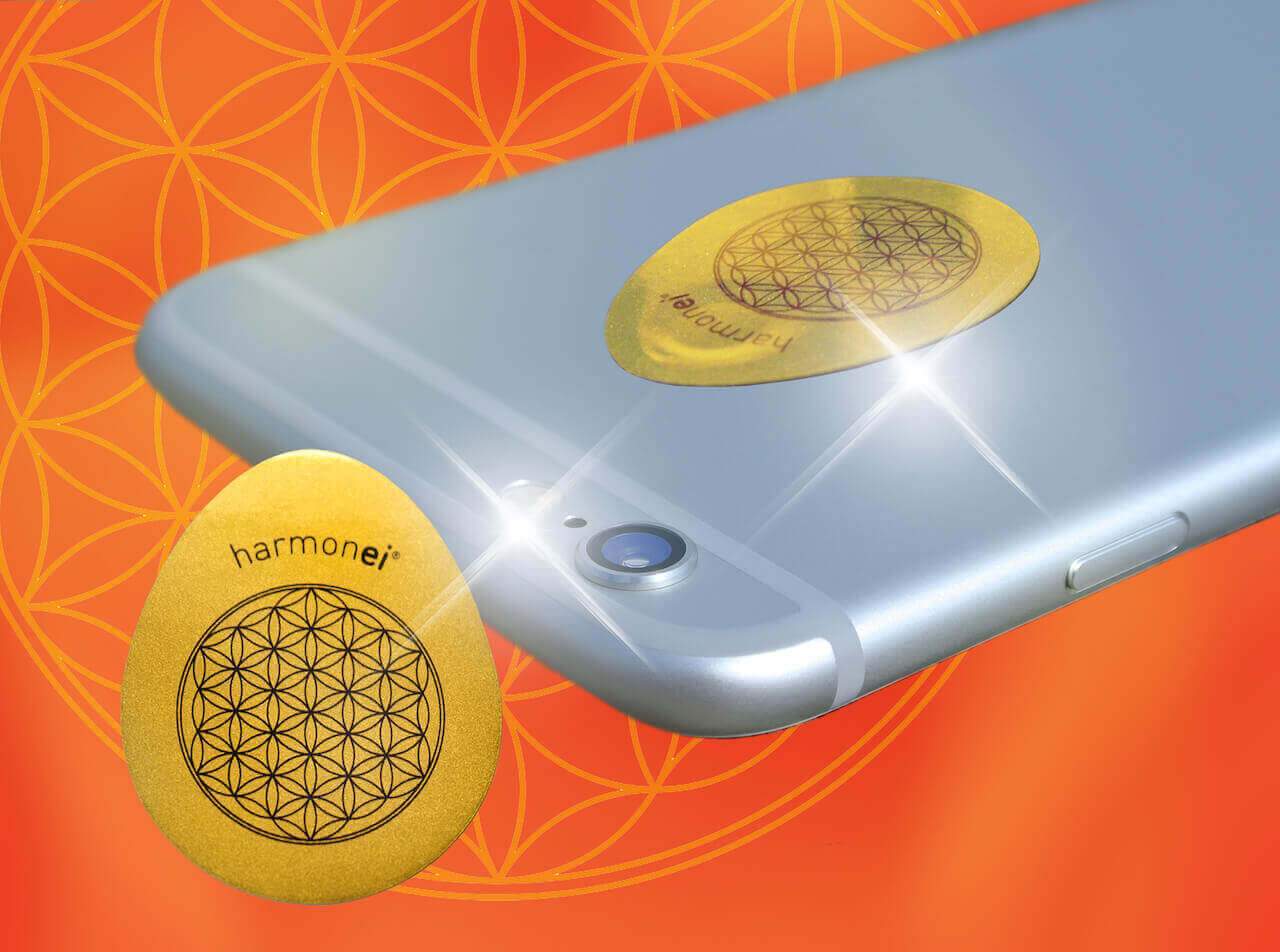 Weniger Elektrostress mit dem Aufkleber Handy-Schutz harmonei®