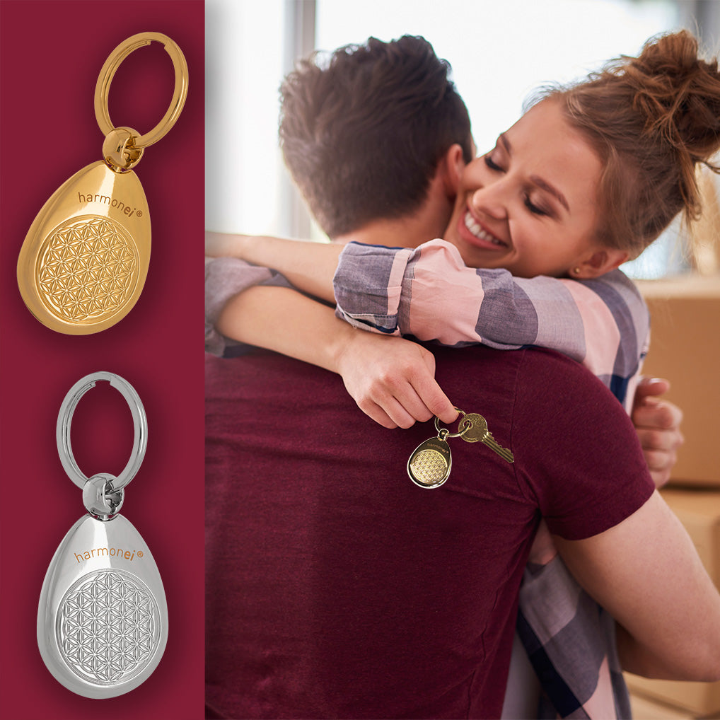 Schlüsselanhänger harmonei® mit der Blume des Lebens mit Schutz gegen elektromagnetische Strahlung. Jetzt bestellen bei ch.ambition.life